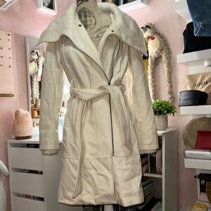 Ivory mid length lined coat
